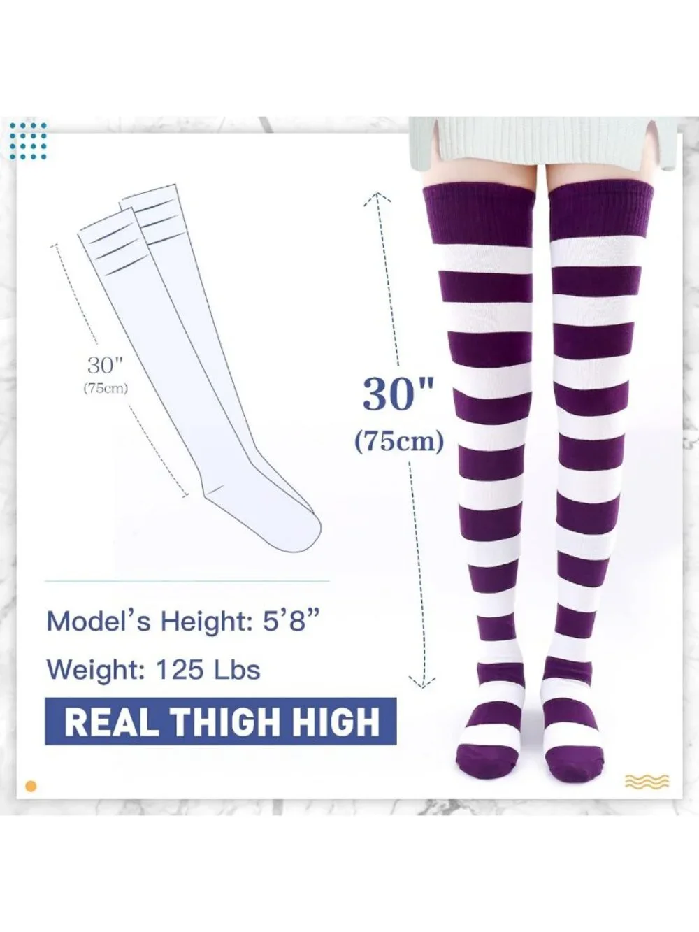 Extra Long Cotton Stripe Thigh High Socks | Over the Knee Fashion Socks